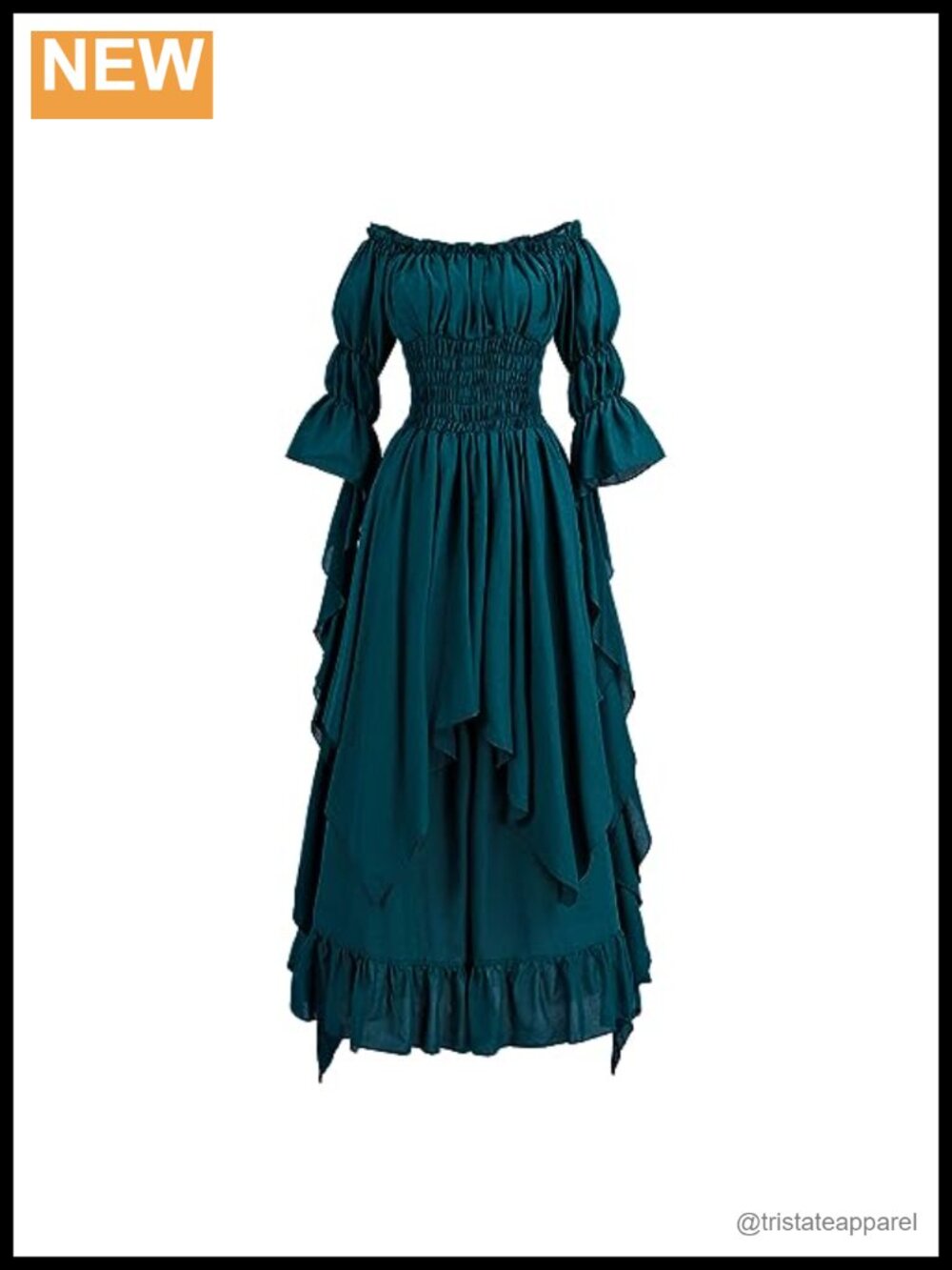 Renaissance Medieval Costume Dress Off Shoulder Cotton Peasant Victorian